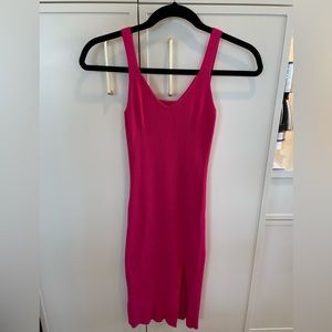 Hot pink fitted sweater dress